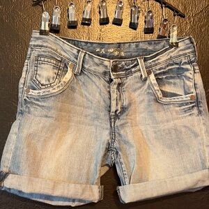 Express Light Wash Rolled Cuff Denim Shorts